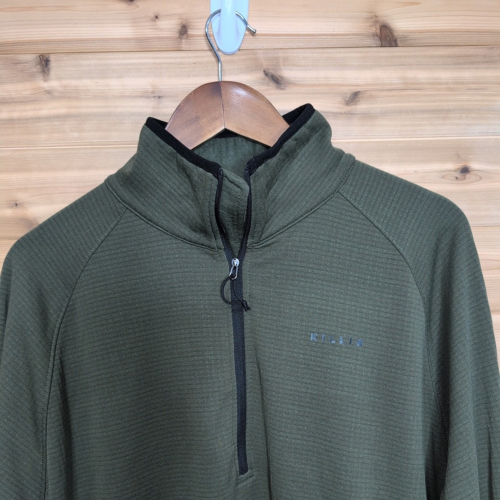 Killik Mens XXL 1/4 Zip Grid Fleece Pullover Olive Green Tactical Outdoor Top - Picture 3 of 9